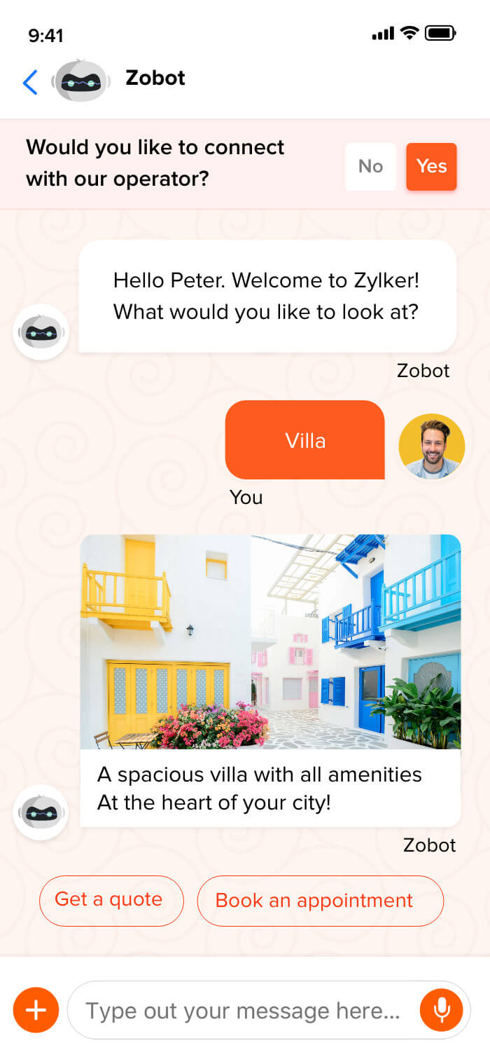 AI chatbot conversation in in-app chat